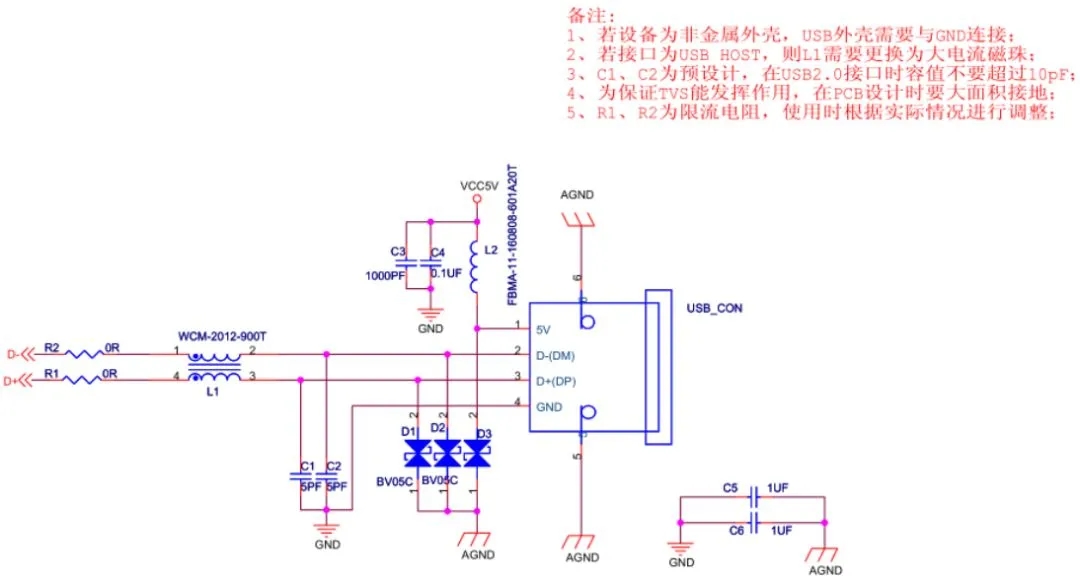 USB2.0接口EMC設(shè)計(jì)標(biāo)準(zhǔn)電路